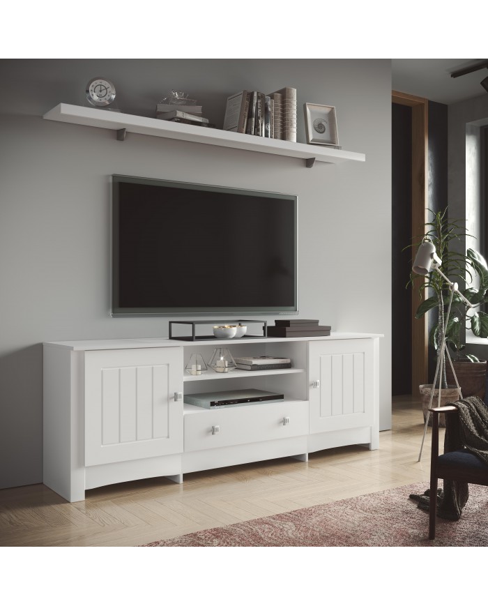 Conjunto de muebles de salón completo en color madera blanca mate en Nattex
